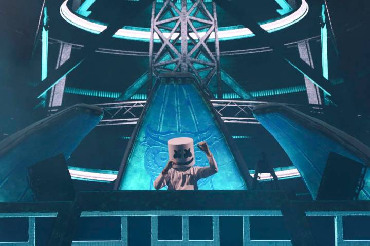 Marshmello performs at the Kinetic Field stage during the second day of the Electric Daisy Carn ...