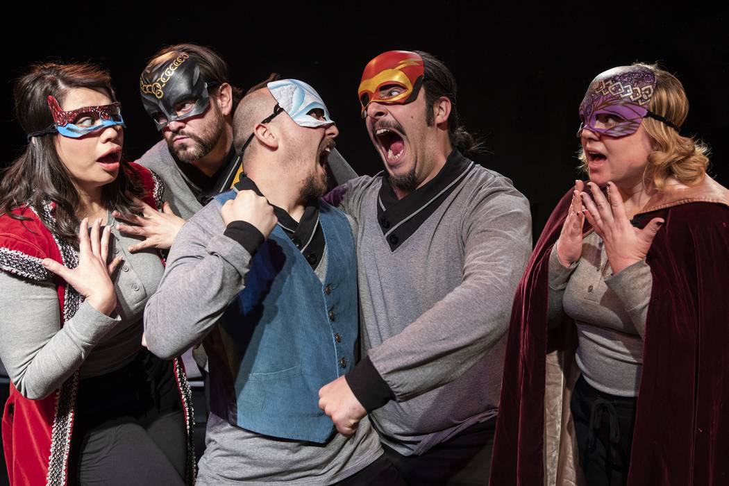 "As You Like It" by Las Vegas Little Theatre. Cast members Natalie Senecal, Brian David Sloan, Drew Yonemori, Geo Nikols, and Stefanie McCue. (Las Vegas Little Theatre)