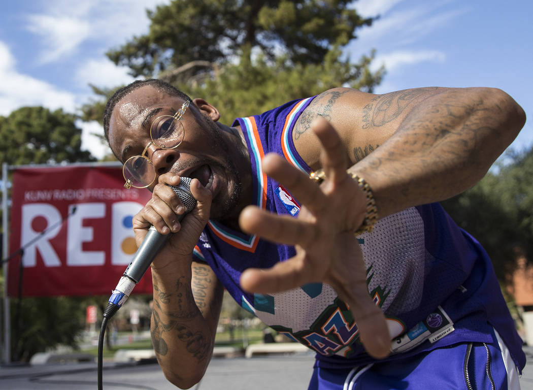 Jovi Jov performs at the RebFest Music Festival on Tuesday, March 12, 2019, at UNLV, in Las Vegas. (Benjamin Hager Review-Journal) @BenjaminHphoto