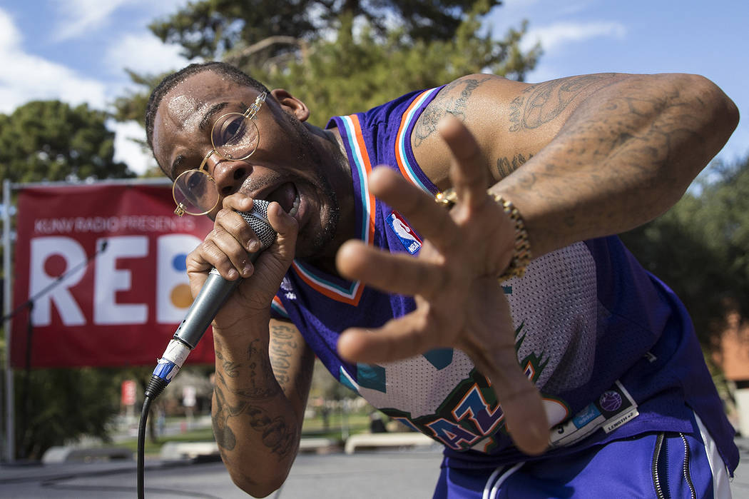 Jovi Jov performs at the RebFest Music Festival on Tuesday, March 12, 2019, at UNLV, in Las Vegas. (Benjamin Hager Review-Journal) @BenjaminHphoto