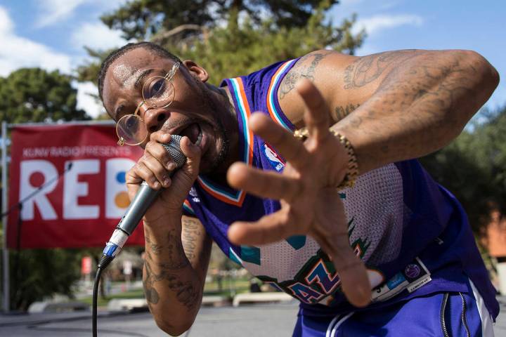 Jovi Jov performs at the RebFest Music Festival on Tuesday, March 12, 2019, at UNLV, in Las Vegas. (Benjamin Hager Review-Journal) @BenjaminHphoto