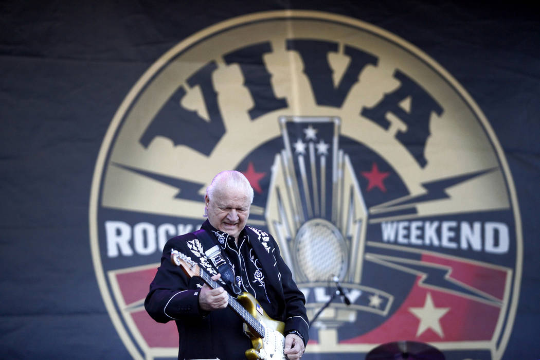 Guitar legend, Dick Dale, performs at the 19th Annual Viva Las Vegas Rockabilly Weekender at the Orleans Hotel and Casino on Saturday, April 16, 2016. (Michael Quine/Las Vegas Review-Journal) @Veg ...