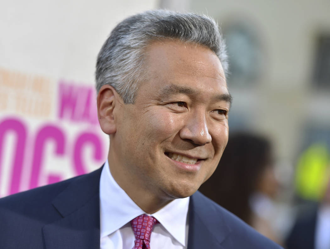 Kevin Tsujihara, chairman and CEO, Warner Bros. Entertainment, arrives at the Los Angeles premiere of "War Dogs," Aug. 15, 2016. Tsujihara is stepping down after claims that he promised acting ro ...