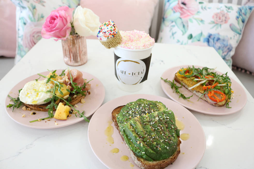 Cafe Lola in Las Vegas serves light bites in a feminine cafe. (Janna Karel Las Vegas Review-Journal)