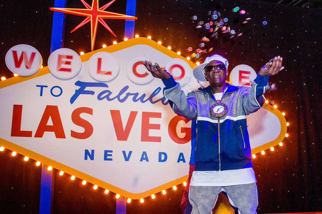 Flavor Flav is shown at Madame Tussauds Las Vegas' 20th anniversary party on Wednesday, March 20, 2019 (Key Lime Photo)