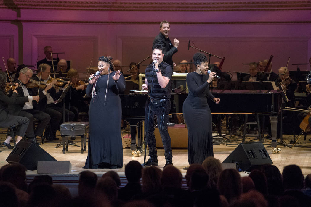 Frankie Moreno performs with the New York Pops during "Roll Over Beethoven: A Different Kind of Orchestra" on Friday, October 19, 2018, at Carnegie Hall in New York. Steven Reineke is the music d ...