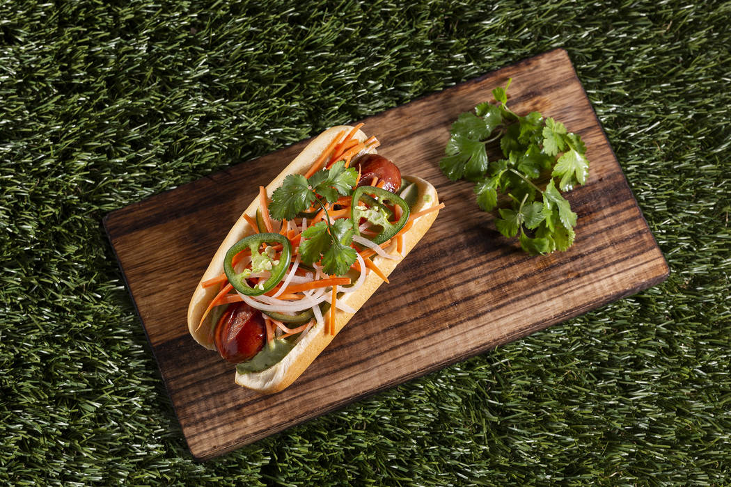 Flydog, created for Las Vegas Ballpark by Brian Howard, chef/owner of Sparrow + Wolf. (Las Veg ...