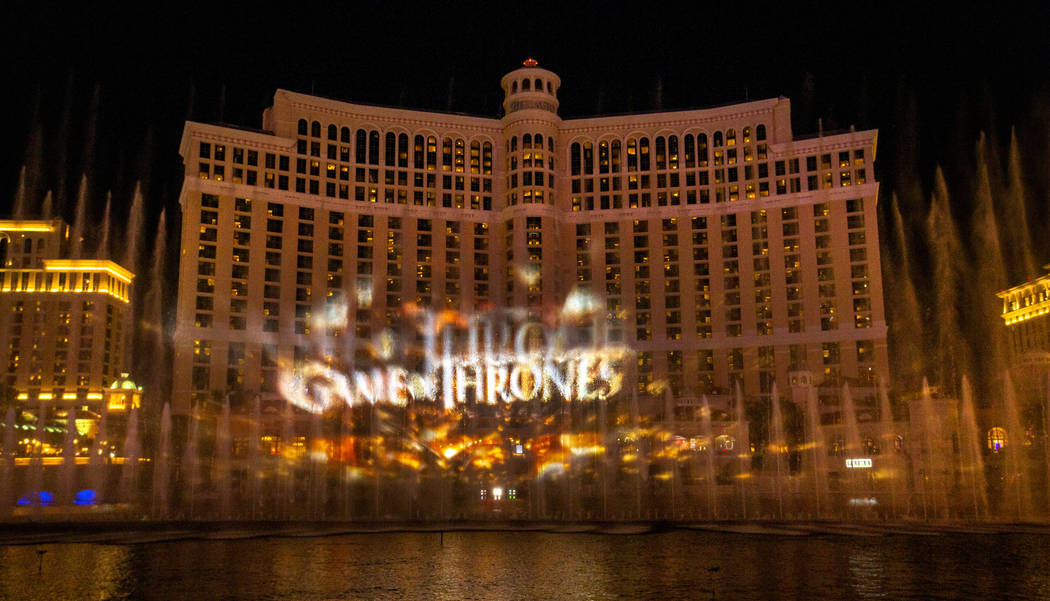 The logo is projected during the debut of the new water show based on "Game of Thrones&quo ...