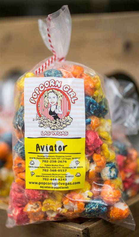 Popcorn from Popcorn Girl during Aviators media day near Las Vegas Ballpark on Tuesday, April 2 ...