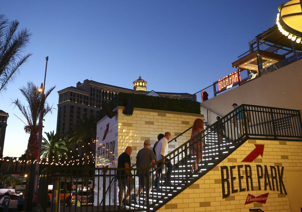 Beer Park sits atop Paris Las Vegas with views of the Bellagio fountains and Las Vegas Strip. ( ...