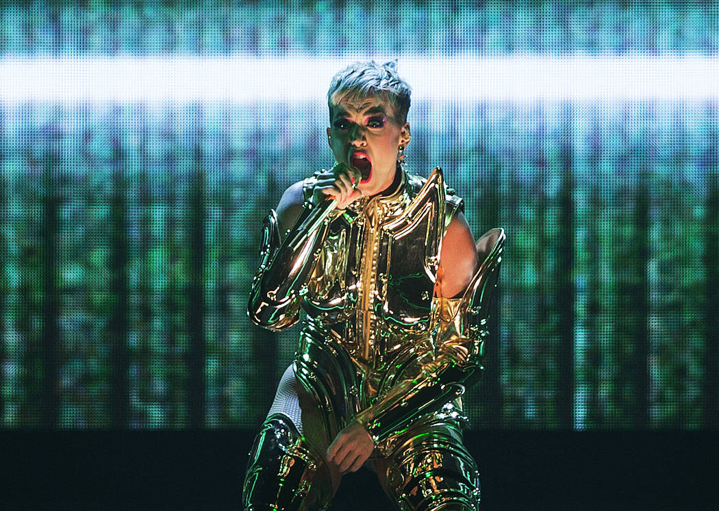 Katy Perry performs during her Witness Tour at T-Mobile Arena in Las Vegas, Jan. 20, 2018. (Ben ...