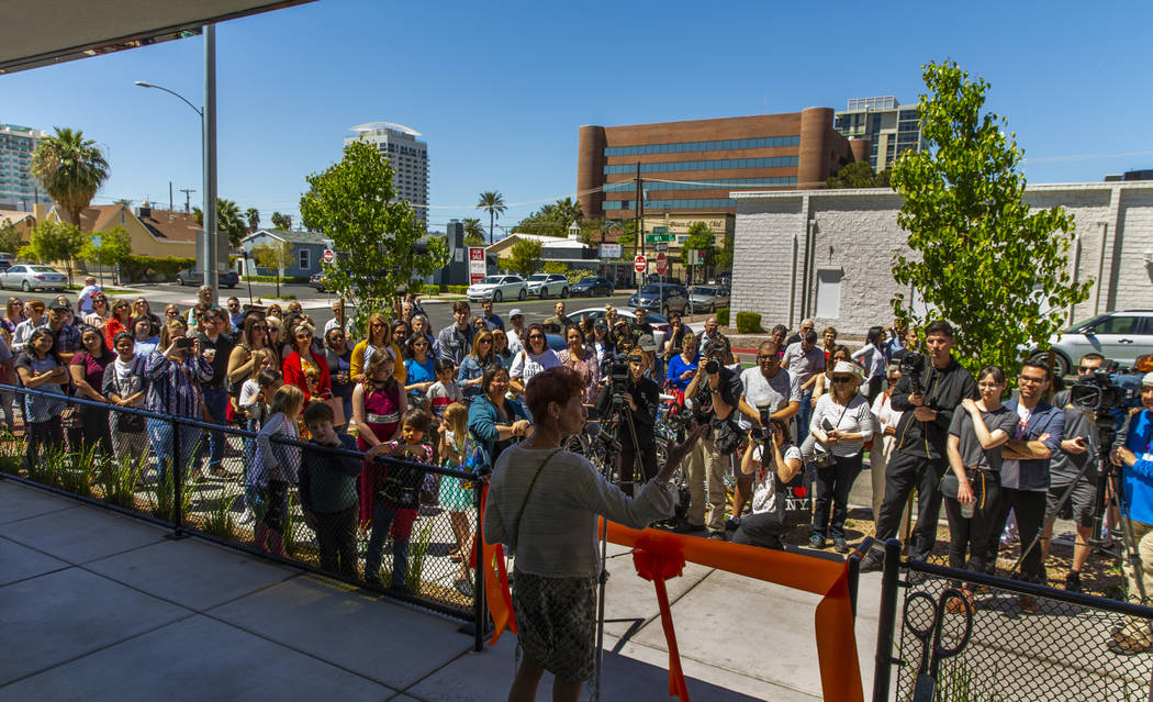 Philanthropist and patron of the arts Beverly Rogers speaks during the launch of The Lucy and g ...
