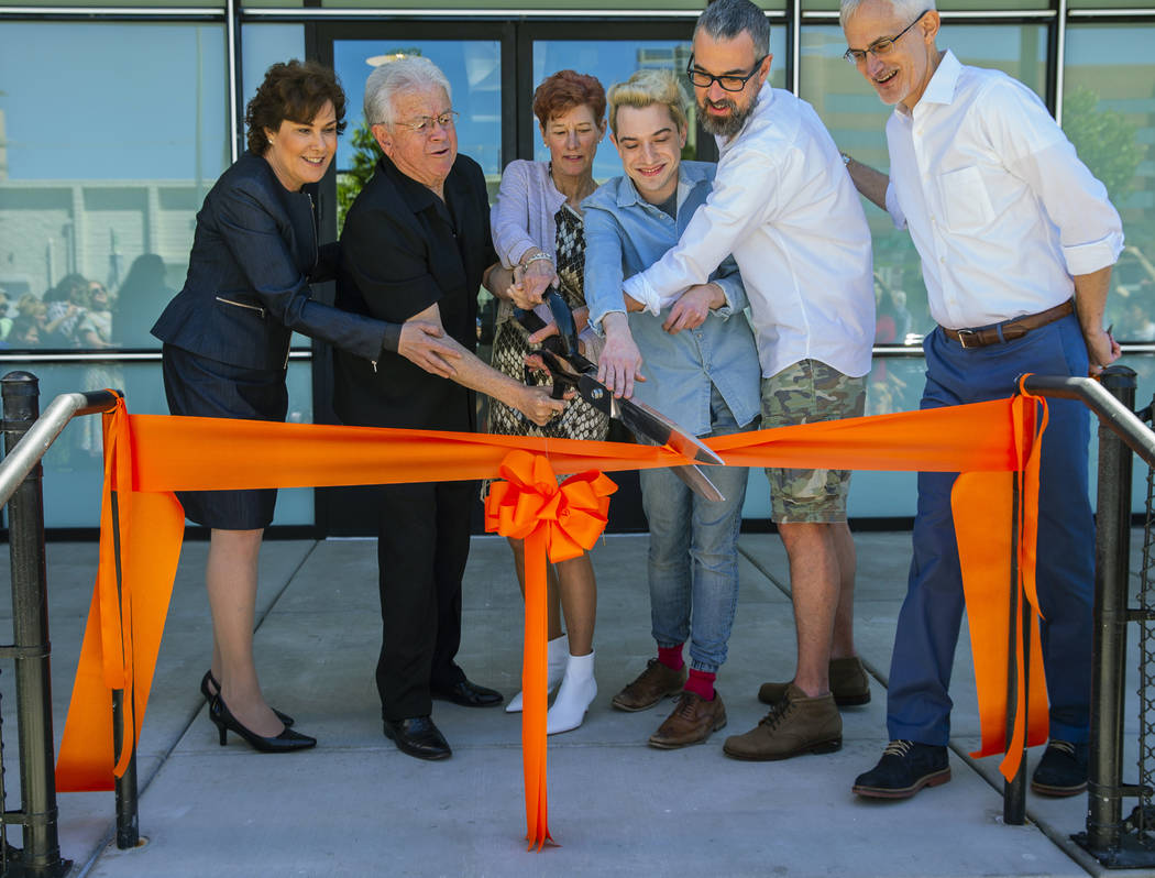 Sen. Jacky Rosen, D-Nev., from left, Councilman Bob Coffin, Beverly Rogers, Drew Cohen, Scott S ...