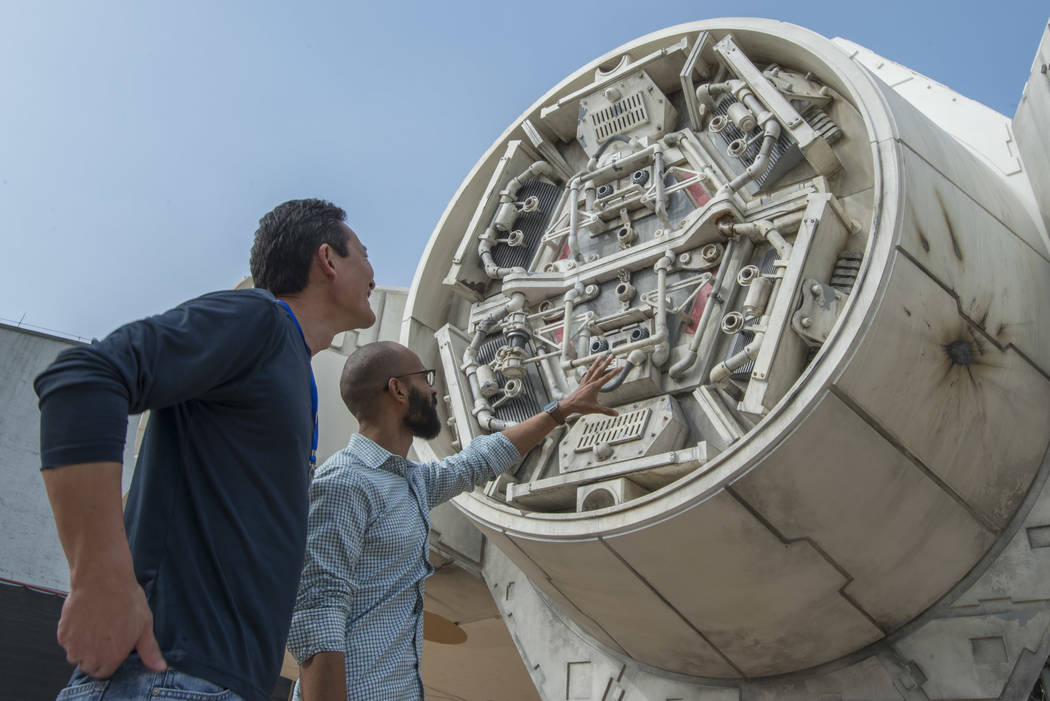 Millennium Falcon is pictured under development for Millennium Falcon: Smugglers Run at Stars W ...