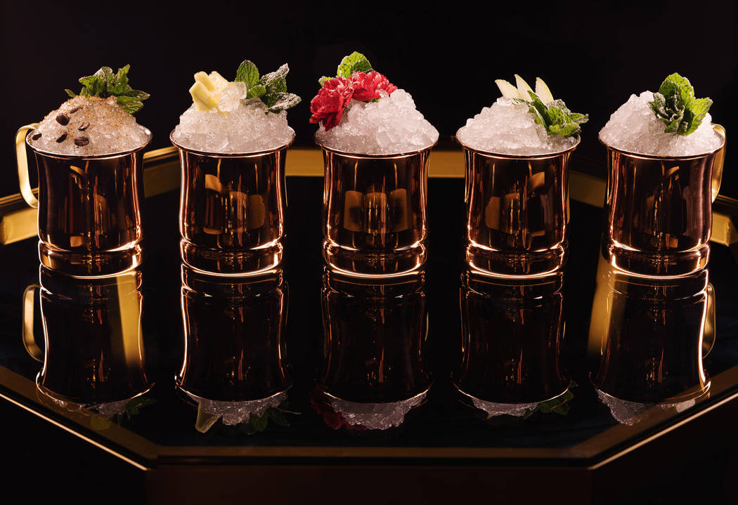 Electra Cocktail Club's secret julep menu, from left, Early to Rise, Colonial, Banco de Mexico, ...