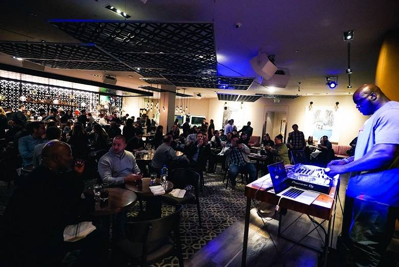 Shaquille O'Neal, aka DJ Diesel, spins at Alexxa's bar at Paris Las Vegas on Wednesday, Jan. 10 ...