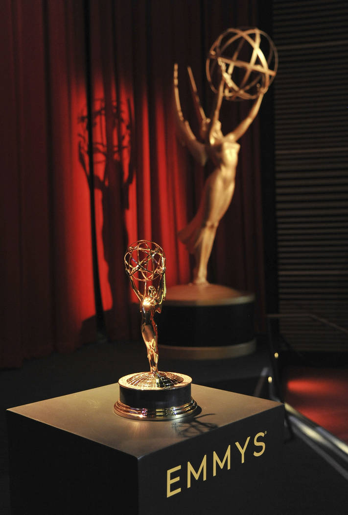 Emmy statuette and statue appear on stage prior to the start of the 71st Primetime Emmy Nominat ...