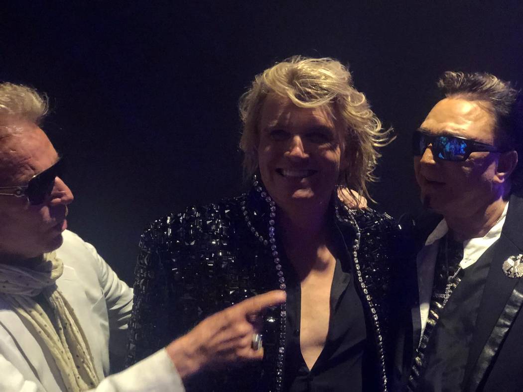 Siegfried, Hans Klok and Roy are shown after Klok's performance at Thunderland Showroom on Wedn ...