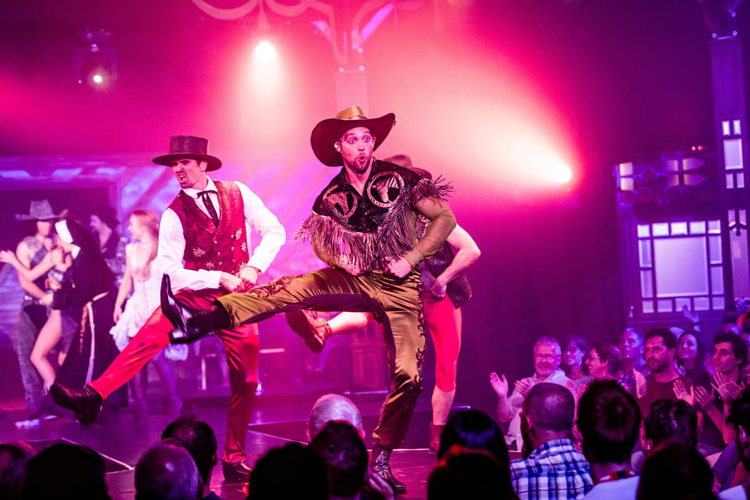 Colin Cahill as Blue Jackson starts the party in the brothel in "Atomic Saloon Show" at Edinbur ...