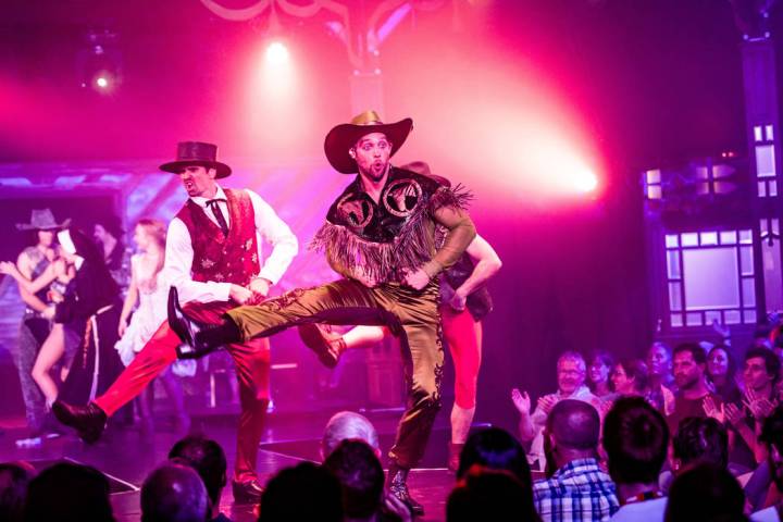 Colin Cahill as Blue Jackson starts the party in the brothel in "Atomic Saloon Show" at Edinbur ...