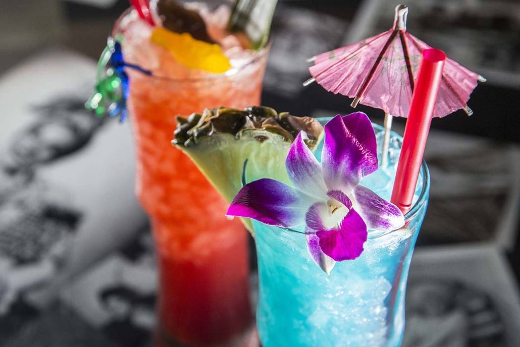 Cocktails at Golden Tiki in Las Vegas. (Benjamin Hager/Las Vegas Review-Journal) @benjaminhphoto