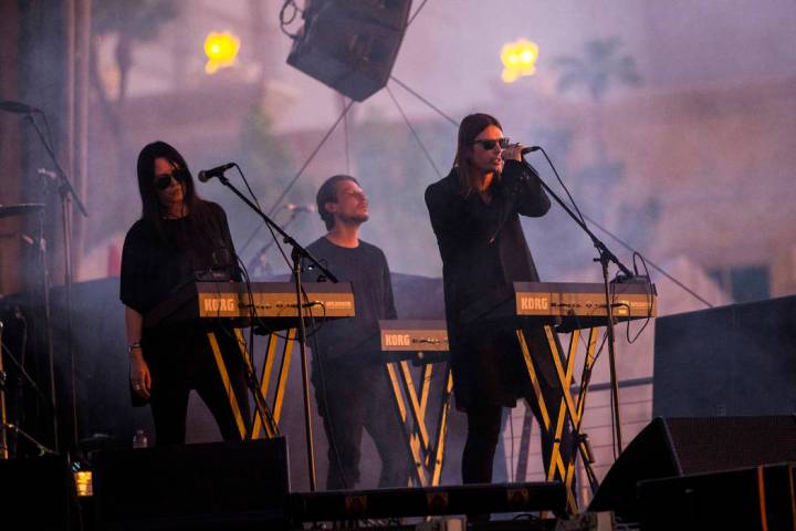 Cold Cave performs at the beach stage during the Psycho Las Vegas music festival at Mandalay Ba ...