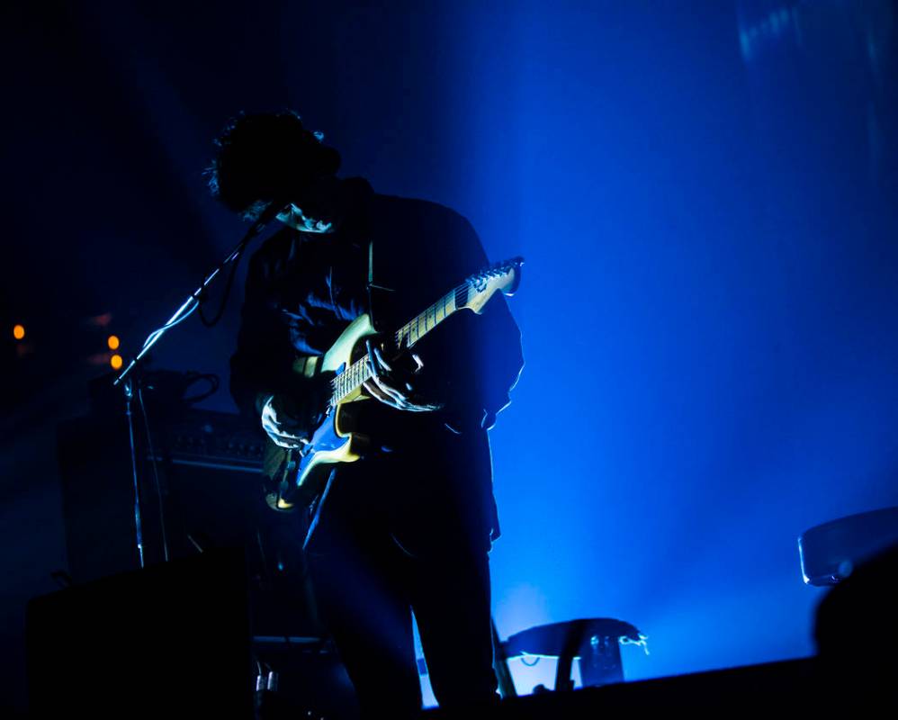 Alex Scally, of Beach House, performs at the Mandalay Bay Events Center during the Psycho Las V ...