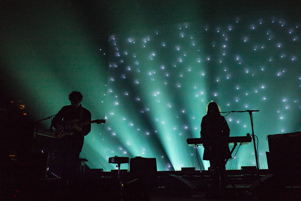 Alex Scally, left, and Victoria Legrand, of Beach House, perform at the Mandalay Bay Events Cen ...