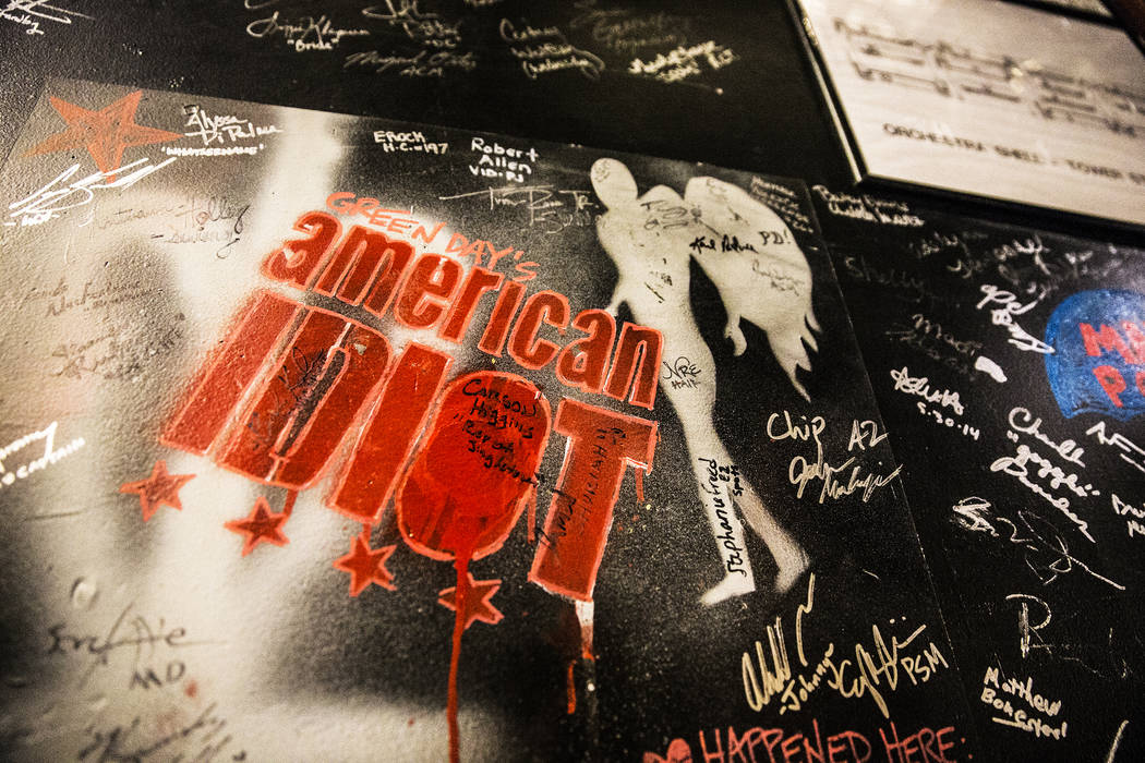 Artwork from "American Idiot" drawn on the walls backstage at The Smith Center, Feb. 20, 2017, ...