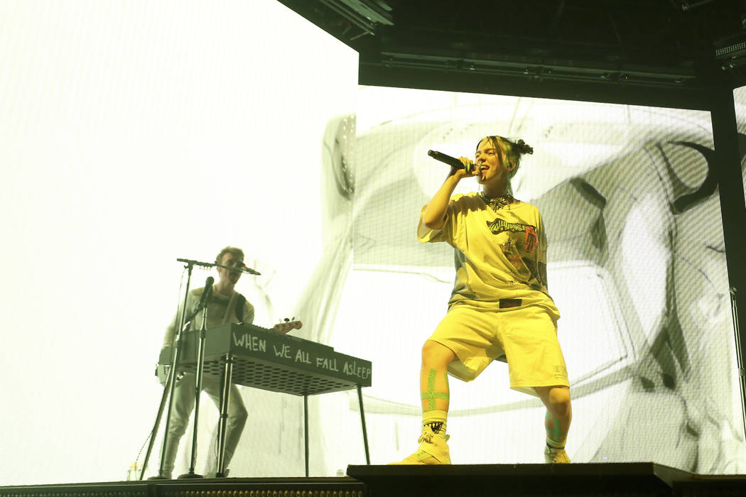 Billie Eilish performs at the Shrine Auditorium and Expo Hall, Tuesday, July 9, 2019, in Los An ...