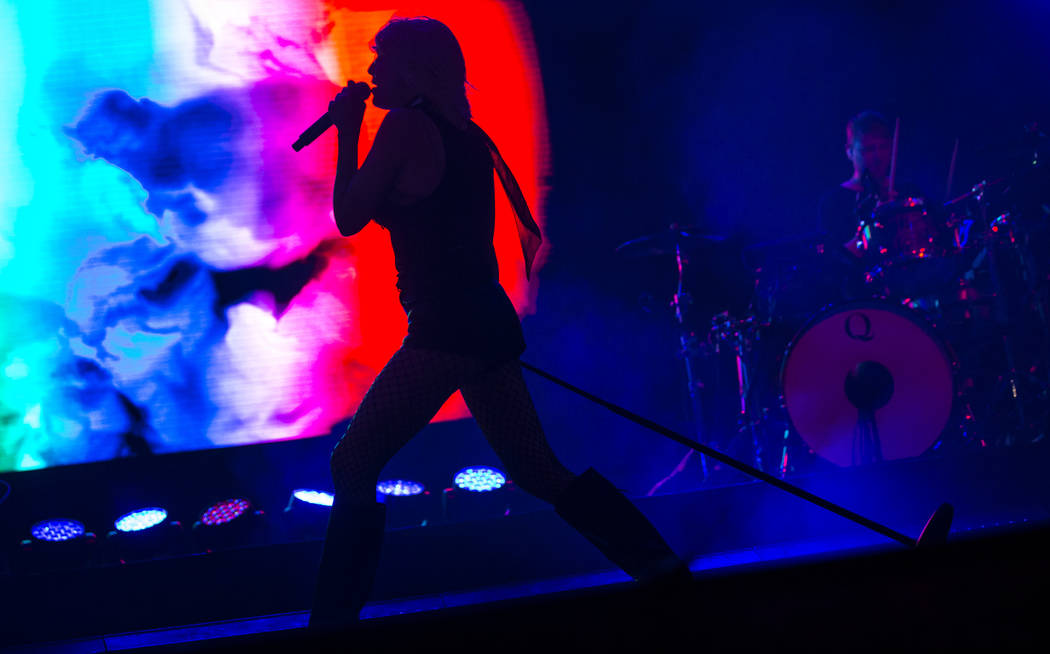 Sarah Barthel, of Phantogram, performs at the Huntridge stage during day 3 of the Life is Beaut ...