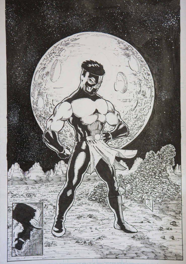 Artwork of Captain Paiute by Theo Tso at his home in Las Vegas on Wednesday, April 3, 2019. (Ch ...