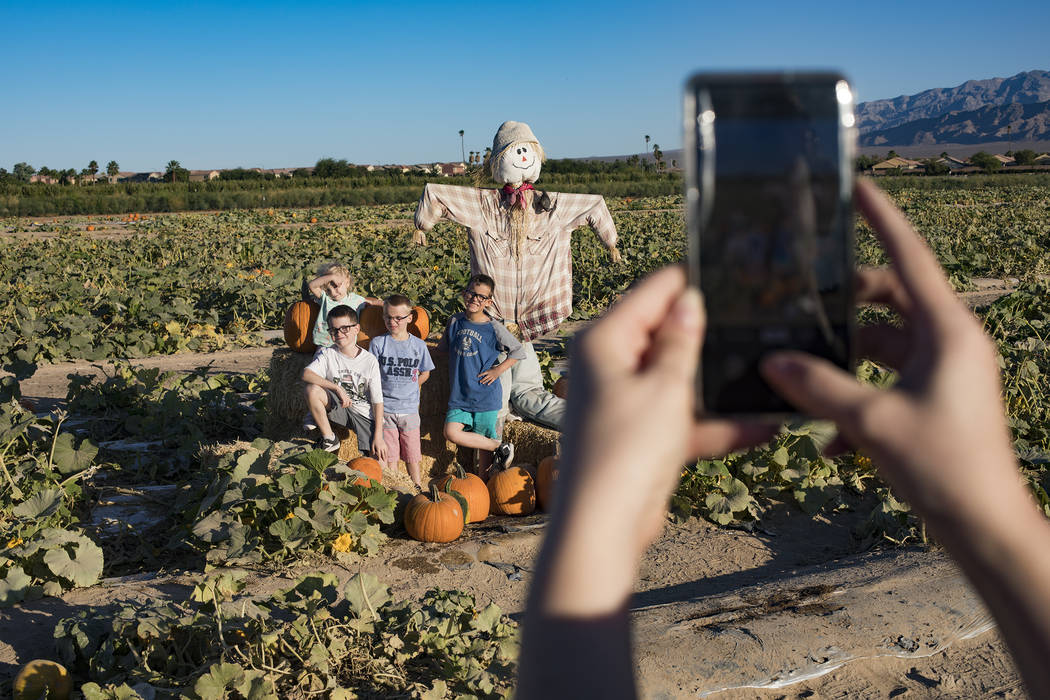 Tara W. takes a photo of her children Elijah W., 9, from left, Emma-lee W., 5, Dennis W., 7, an ...