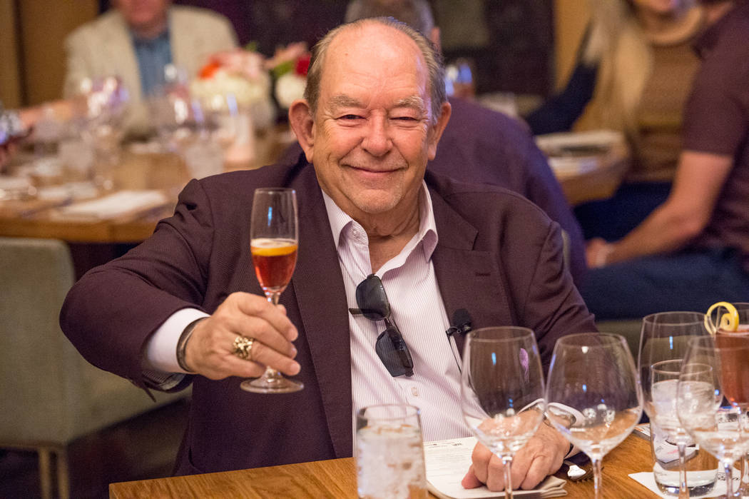 A portrait of Robin Leach is displayed at his celebration of life at Palazzo Theater, Sept. 28, ...