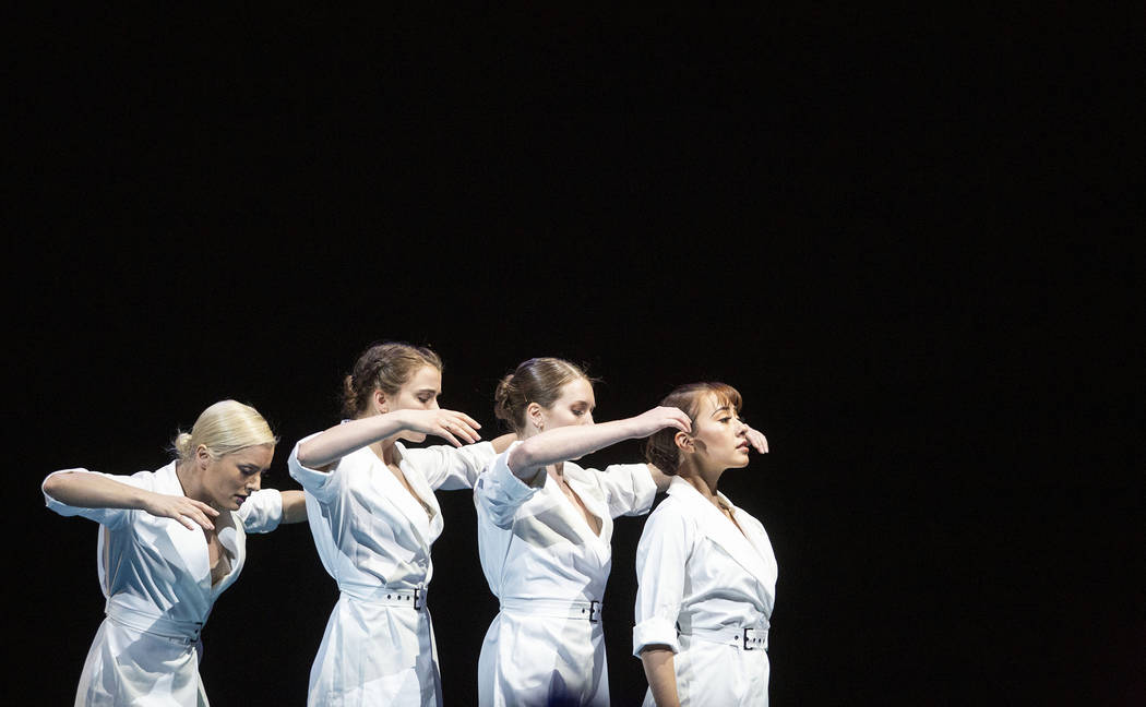 Dancers with Cirque du Soleil and the Nevada Ballet Theatre perform a routine while rehearsing ...