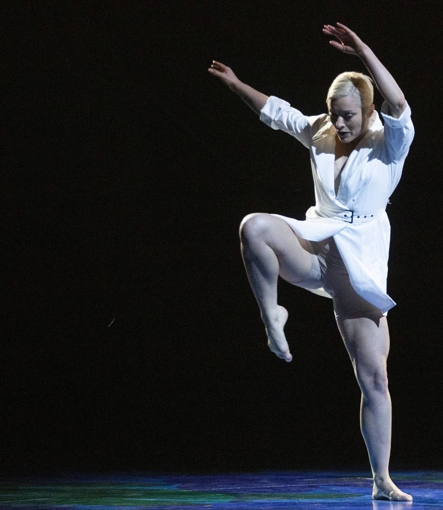 Dancers with Cirque du Soleil and the Nevada Ballet Theatre perform a routine while rehearsing ...