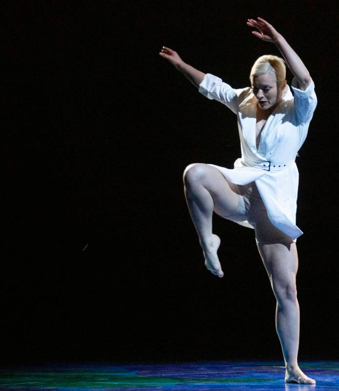 Dancers with Cirque du Soleil and the Nevada Ballet Theatre perform a routine while rehearsing ...