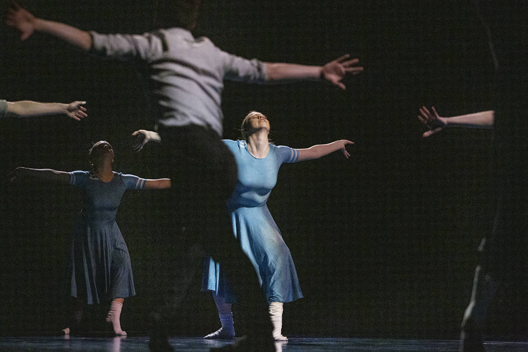 Dancers with Cirque du Soleil and the Nevada Ballet Theatre perform a routine while rehearsing ...