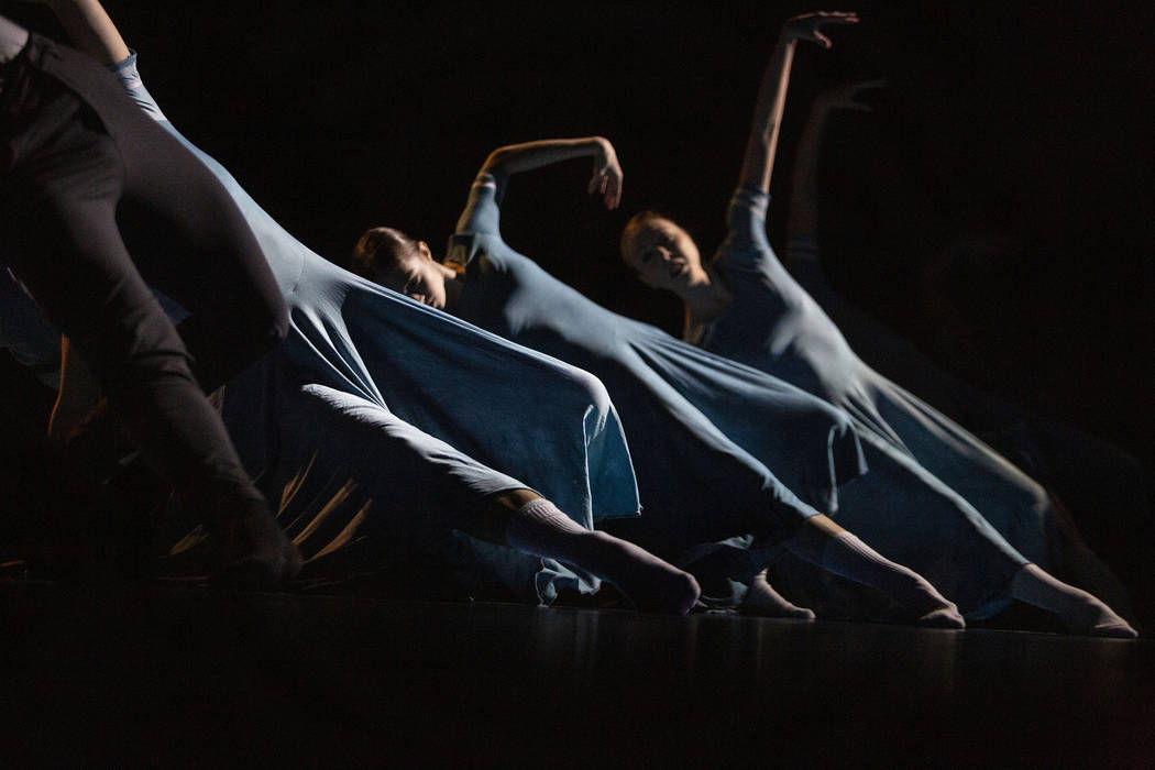 Dancers with Cirque du Soleil and the Nevada Ballet Theatre perform a routine while rehearsing ...