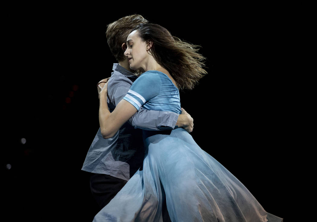 Dancers with Cirque du Soleil and the Nevada Ballet Theatre perform a routine while rehearsing ...