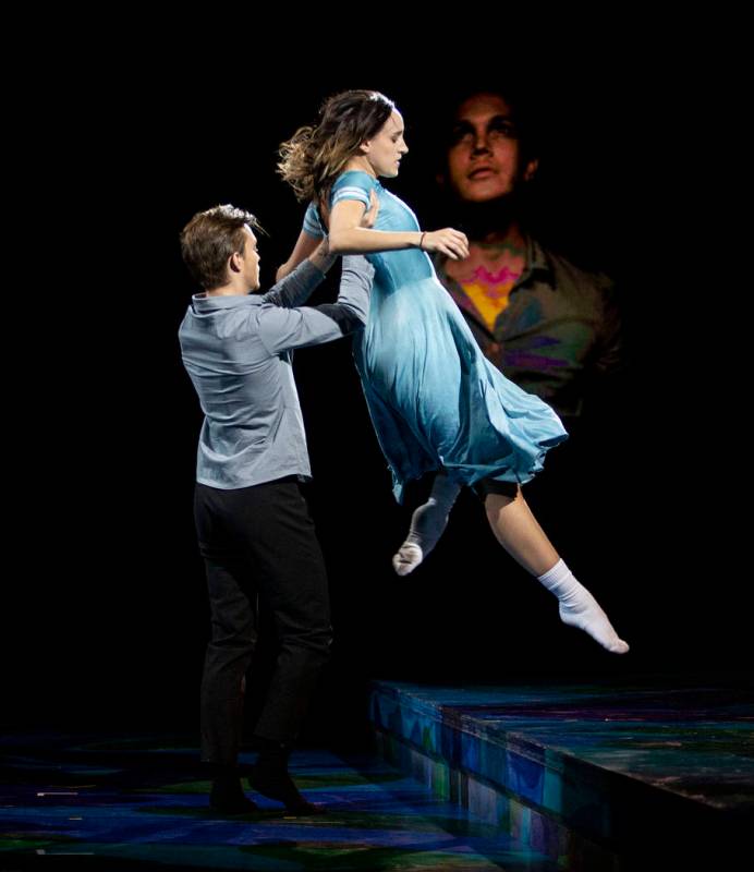 Dancers with Cirque du Soleil and the Nevada Ballet Theatre perform a routine while rehearsing ...