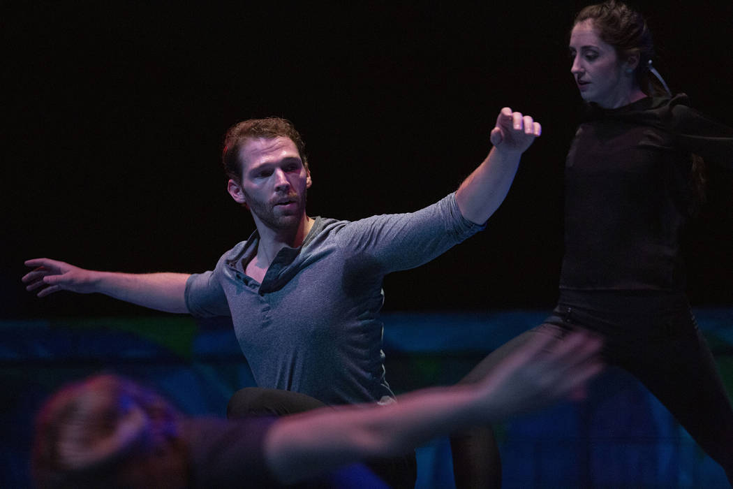 Dancers with Cirque du Soleil and the Nevada Ballet Theatre perform a routine while rehearsing ...