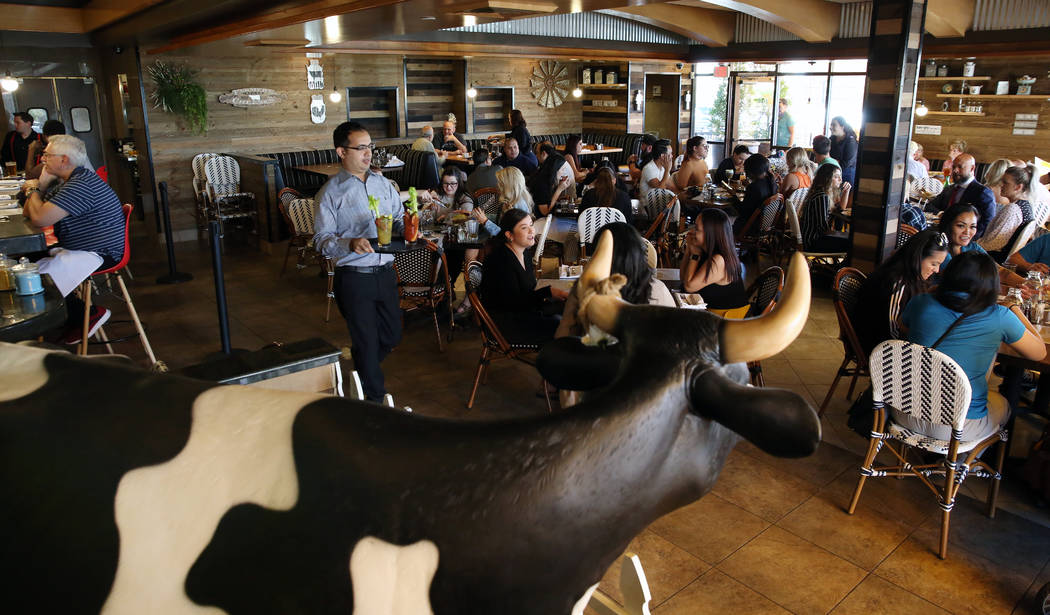 Patrons eat at Toasted Gastrobrunch at 9516 W. Flamingo Road on Thursday, Oct. 3, 2019, in Las ...