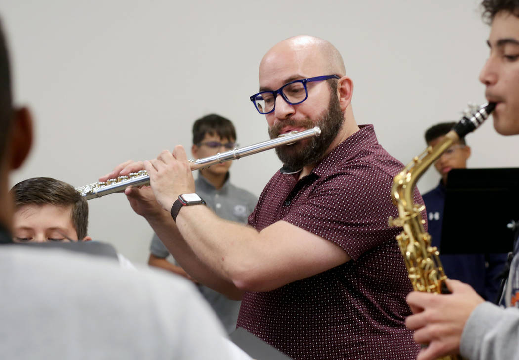 Director of the conservatory of Pinecrest Academy of Nevada, Chuck Maguire, teaches his Advance ...