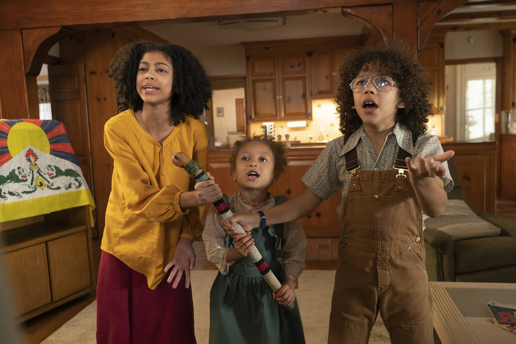 Arica Himmel, left, Mykal-Michelle Harris and Ethan William Childress star in "Mixed-ish," a sp ...