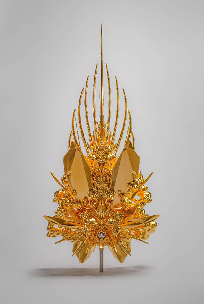 Kohei Nawa, Throne (g/p_pyramid), 2019, Mixed media, gold leaf and lacquer. (Photo by Nobutad ...
