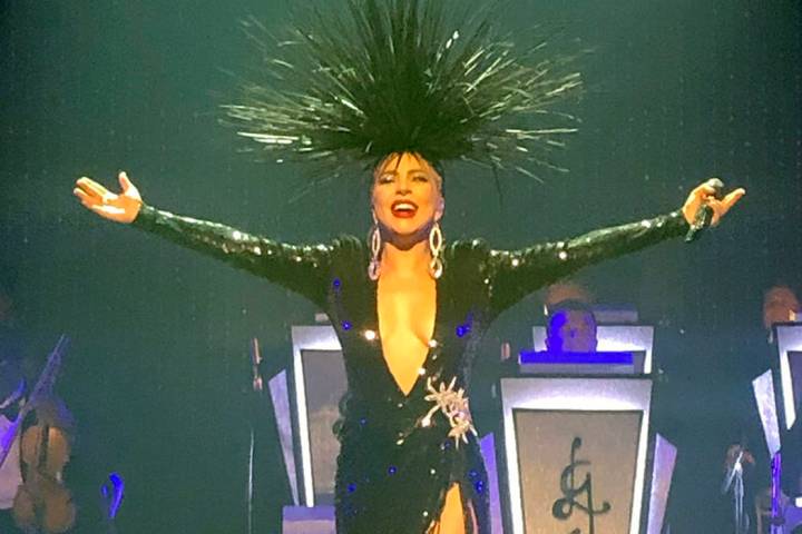Lady Gaga performs at Park Theater on Sunday, June 10, 2019. (John Katsilometes/Las Vegas Revie ...