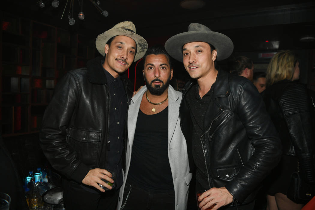 Mark Houston, director/actor Danny A. Abeckser and Jonnie Houston attend the "Mob Town" Exclusi ...