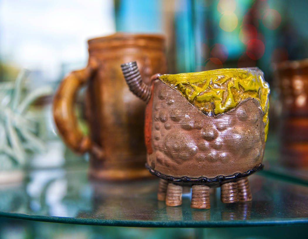 Hand-crafted work at Clay Arts Vegas on Thursday, Dec. 12, 2019, in Las Vegas. (Benjamin Hager/ ...