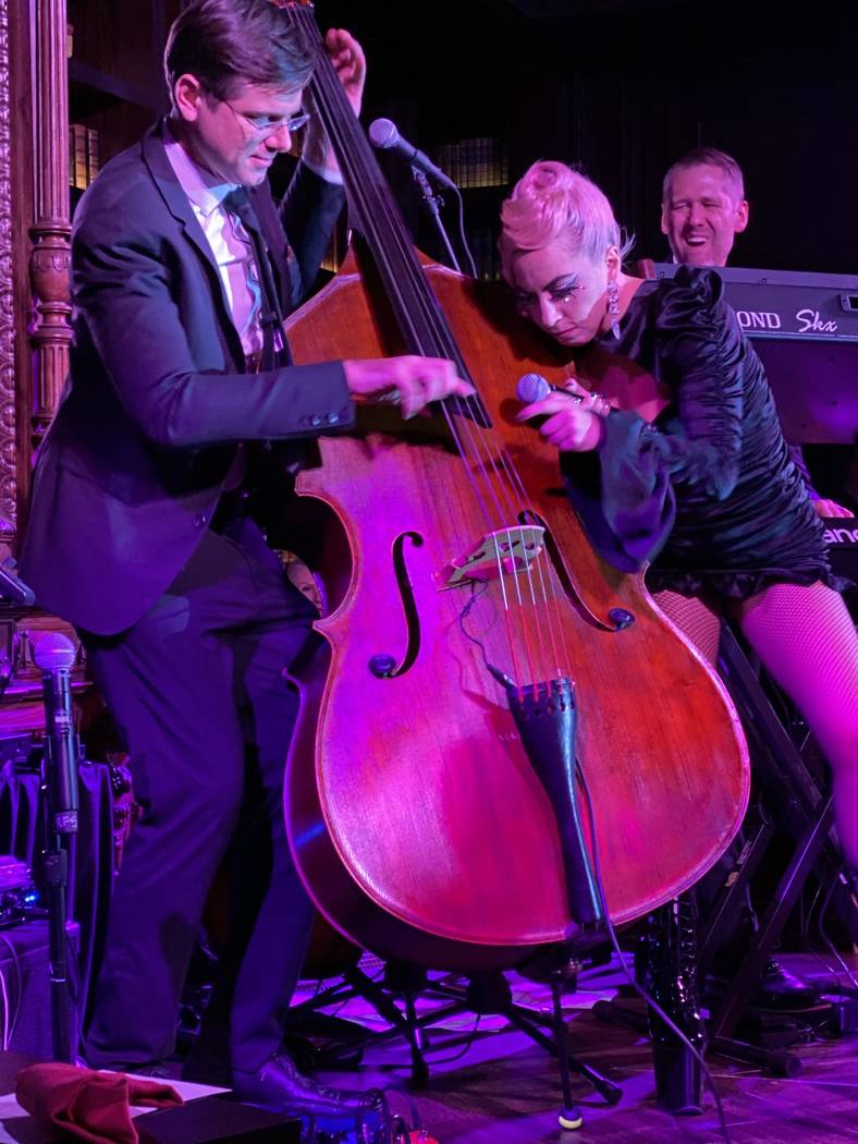 Lady Gaga adds to Daniel Foose's bass solo at Brian Newman's "After Dark" show at NoMad Restaur ...